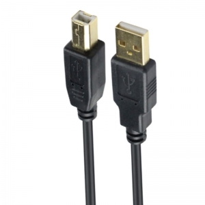 CABLE VCOM USB AM/BM GOLD PLATED BLK 5MTR